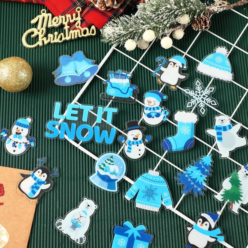 MARFOREVER 50 PCS Winter Gel Window Clings, Reusable Snowman Penguin Snowflake Thick Gel Clings Decals for Christmas Kids Gift Toddlers Classroom Xmas Party Supplies Window Glass Decoration - Image 4